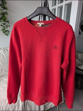 Burberry Red Crewneck Pullover, Men's, Size XL